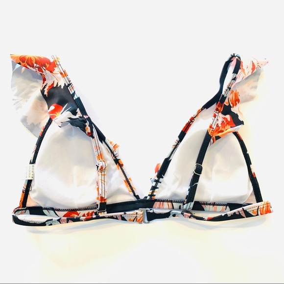Ruffled Triangle Floral Bikini Top L - Picture 4 of 4